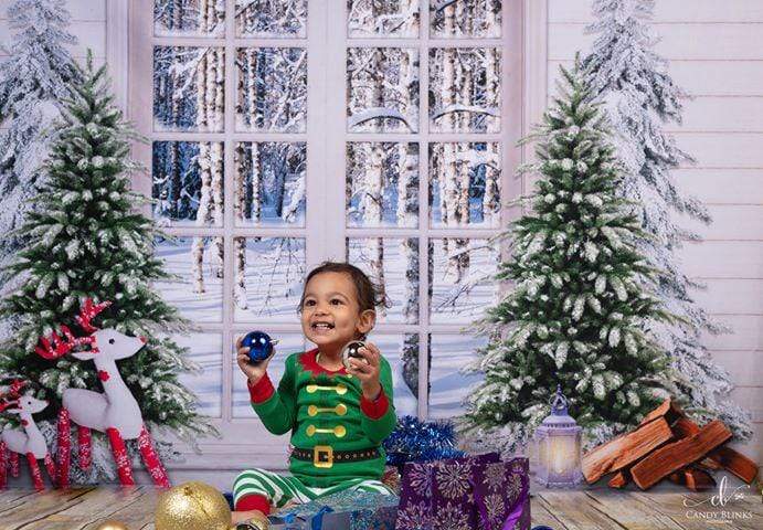 Kate Christmas Trees Window Snow View Backdrop Designed By Jerry_Sina - Kate Backdrop AU