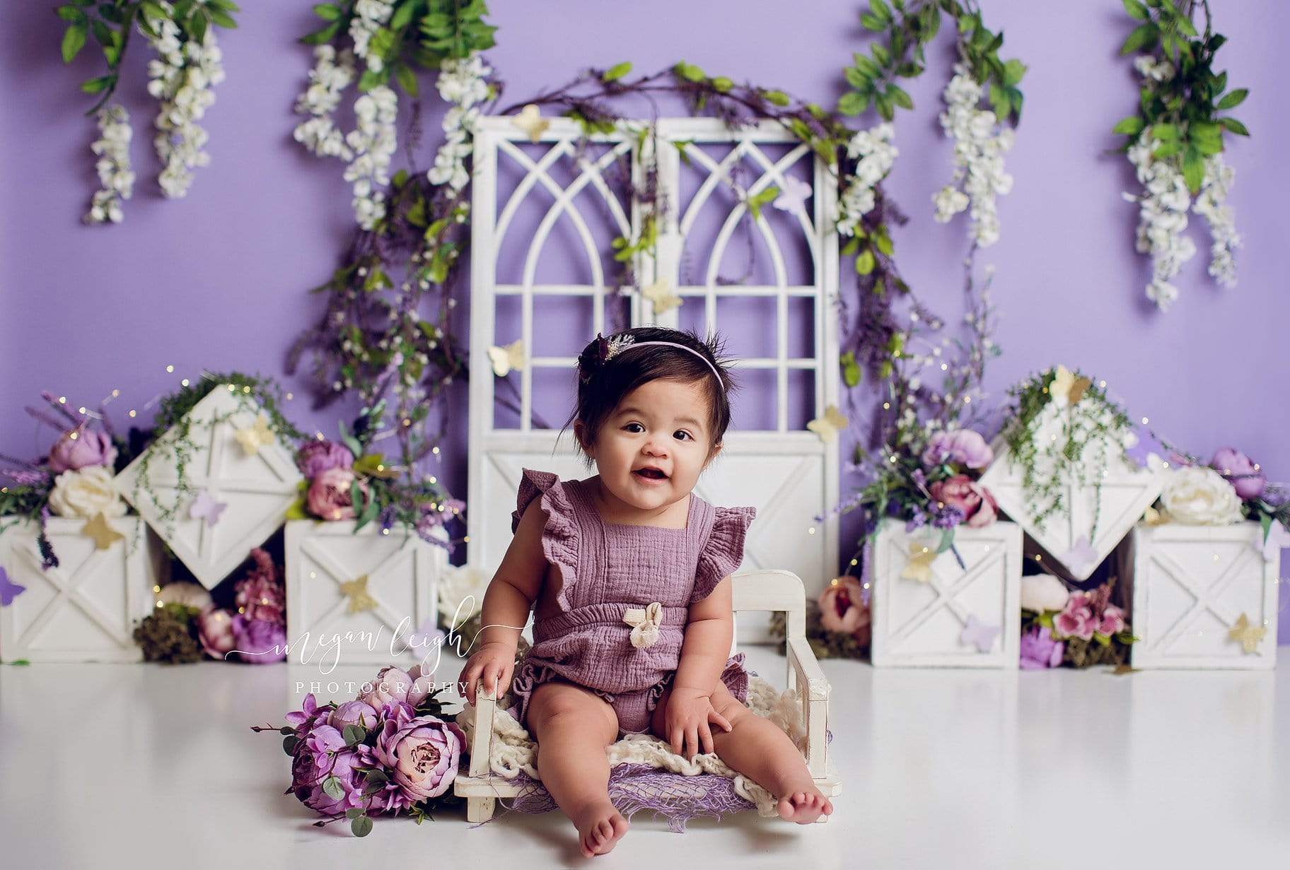 Kate Spring Purple Floral Backdrop Designed by Megan Leigh Photography