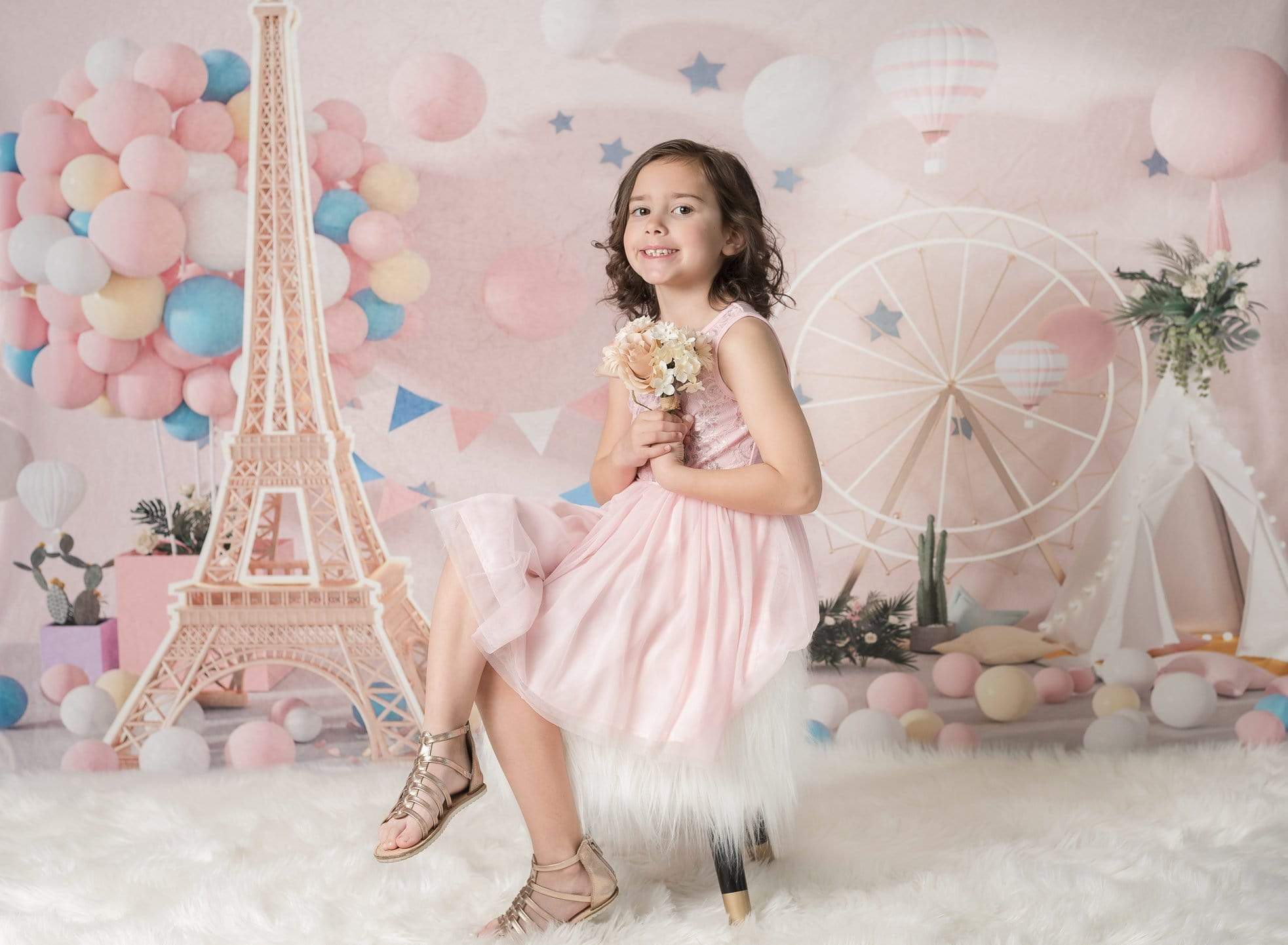 Kate Children Travel Around the World Cake Smash Backdrop for Photography - Kate Backdrop AU