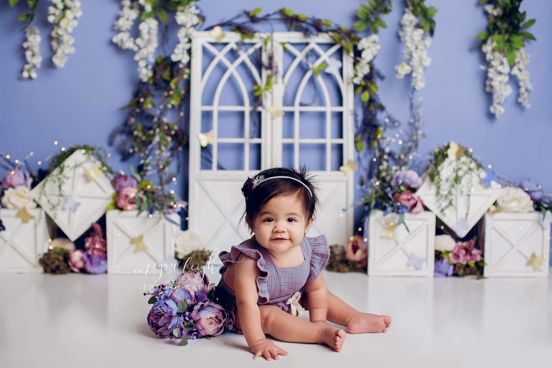 Kate Spring Blue Floral Decoration Backdrop Designed by Megan Leigh Photography - Kate Backdrop AU
