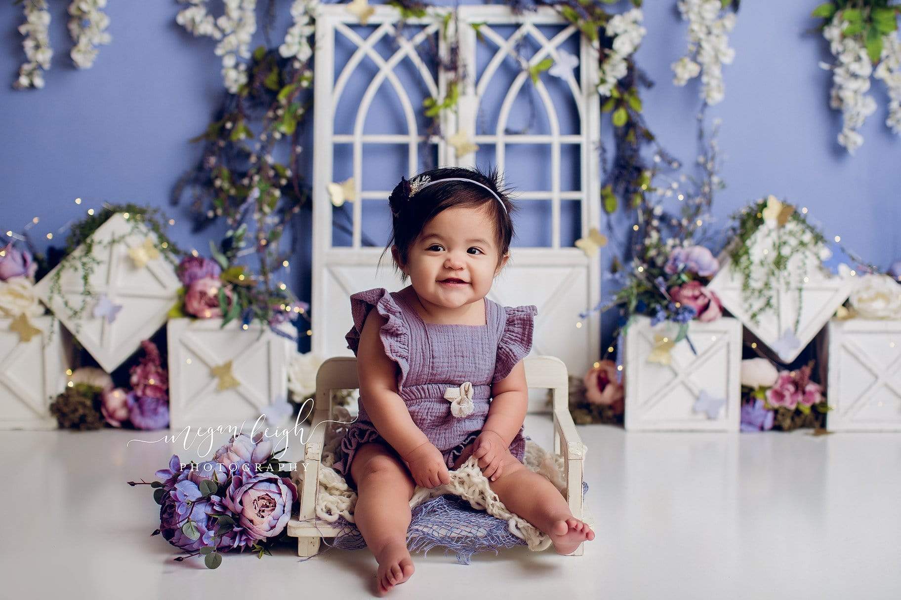 Kate Spring Blue Floral Decoration Backdrop Designed by Megan Leigh Photography