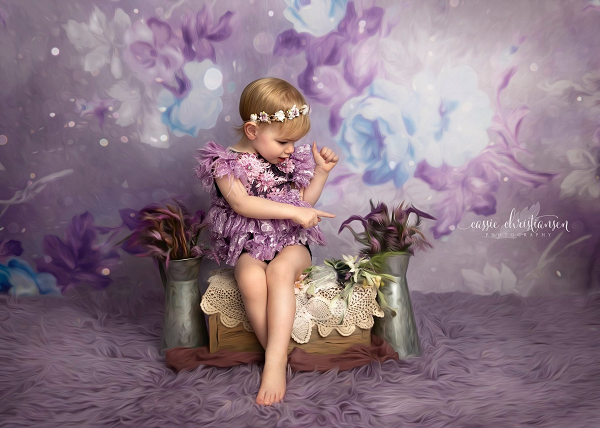 Kate Retro Blurry Bokeh Purple Flowers Backdrop for Photography Designed by JFCC