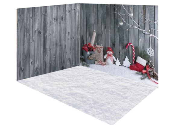 Kate Christmas gray snow wood room set - Kate Backdrop AU