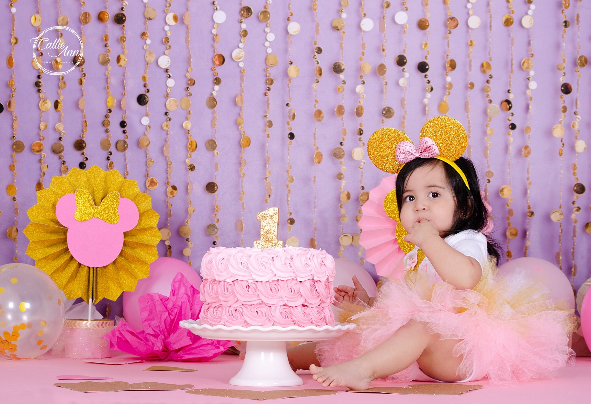Kate Purple Gold Dots Children Birthday Backdrop for Photography Designed by Lisa B - Kate Backdrop AU