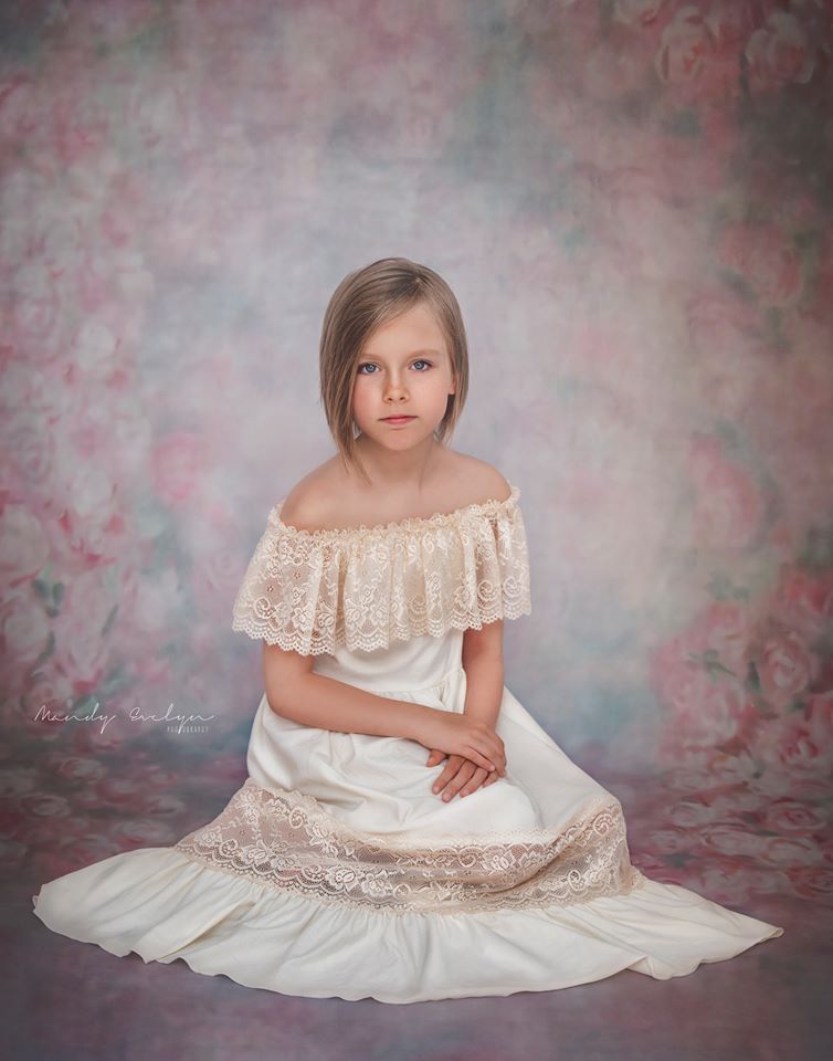 Kate Pink Flowers Hand Painting Liked Portrait Photography Backdrops