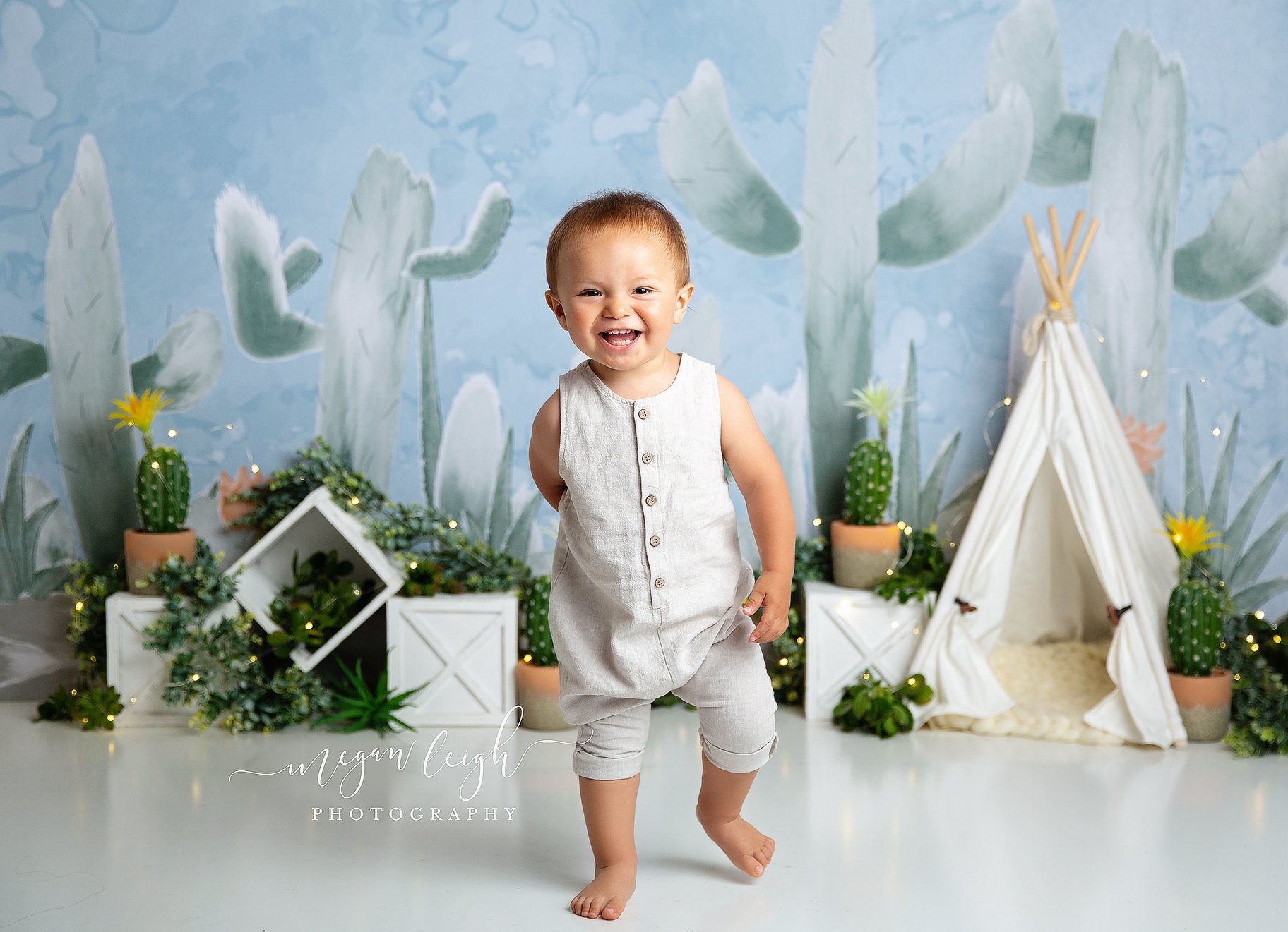 Kate Cactus Spring Children Birthday Backdrop Designed by Megan Leigh Photography - Kate Backdrop AU