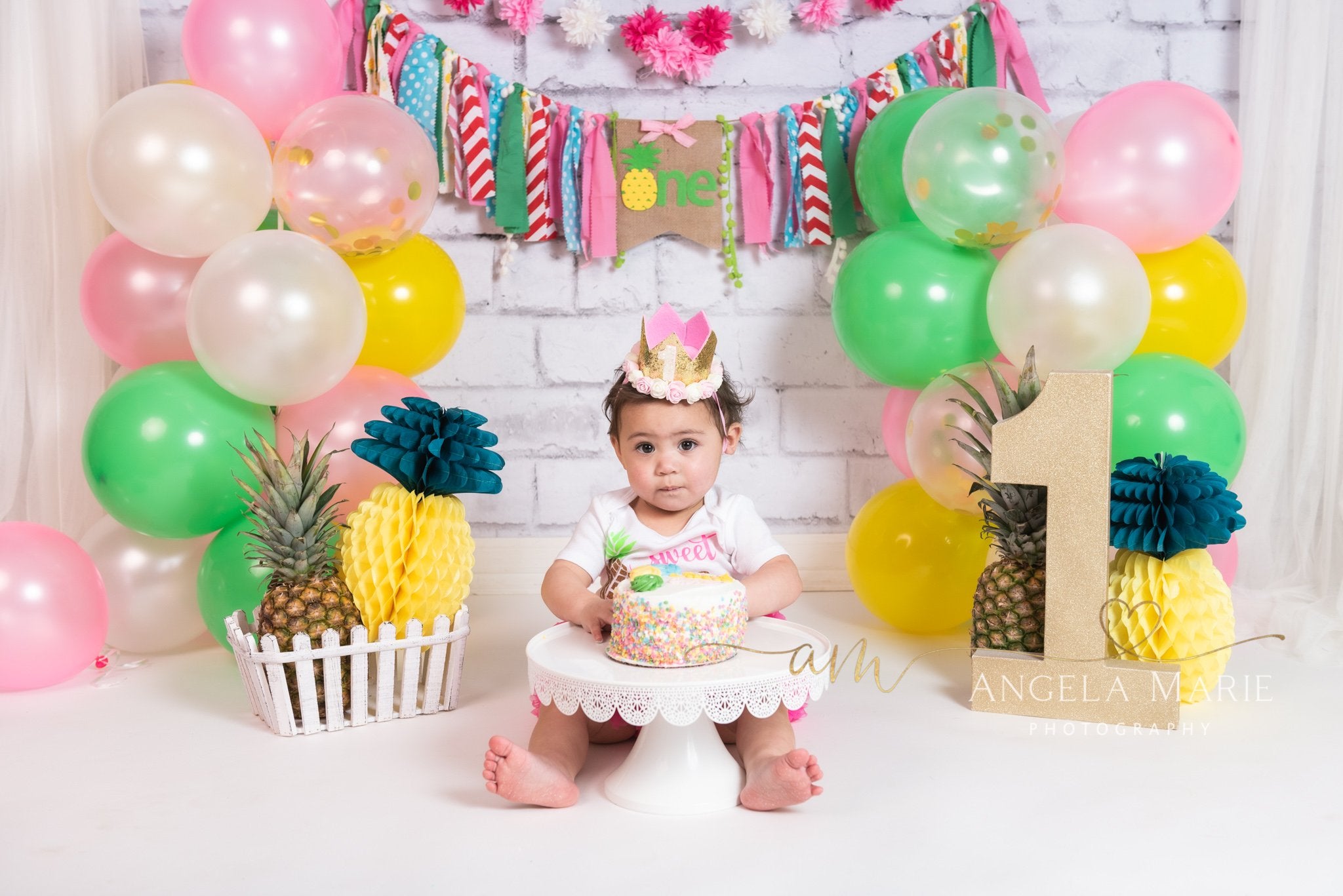 Kate Cake Smash Backdrop Pineapple First Birthday Designed By Angela Marie Photography