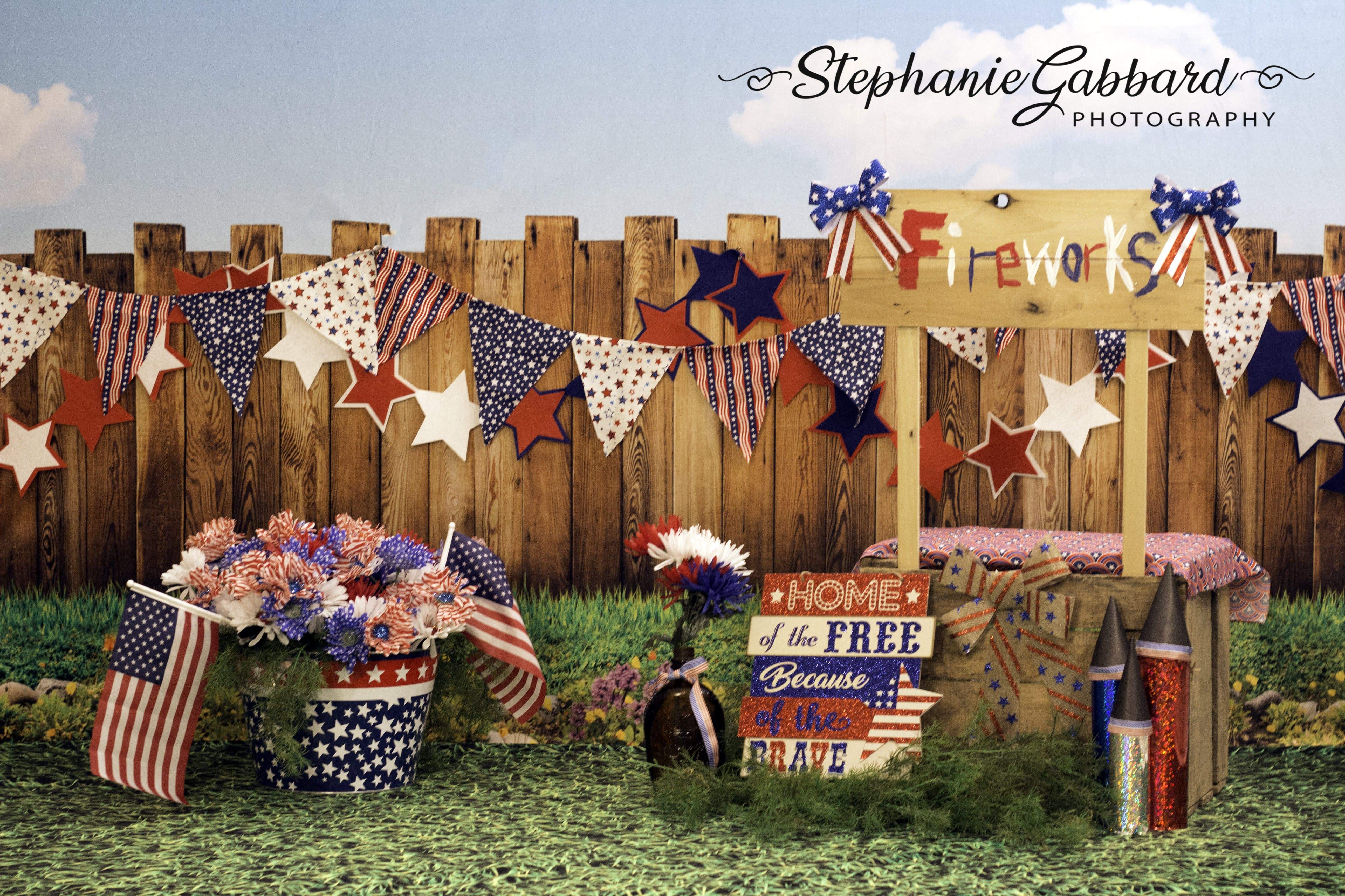 Kate American Firework 4th of July Children Backdrop for Photography Designed by Stephanie Gabbard