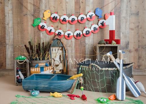 Kate Cake Smash Backdrop Fishing Fun Designed By Angela Marie Photography - Kate Backdrop AU