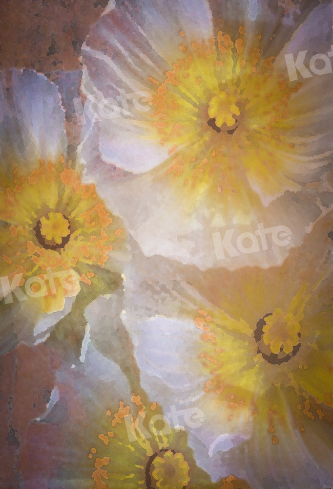 Kate Yellow White Flowers Backdrop Oil Paninting Floral Designed by GQ