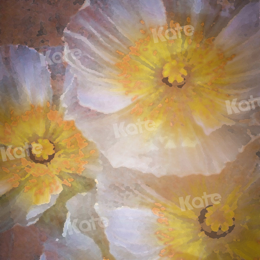 Kate Yellow White Flowers Backdrop Oil Paninting Floral Designed by GQ