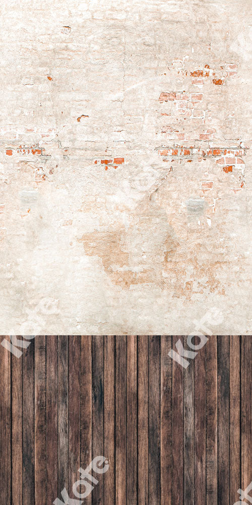 Kate Sweep Cracked Brick Wall Backdrop Plank Stitching Designed by Chain Photography