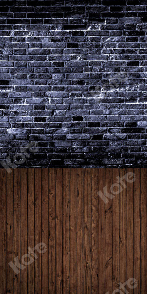 Kate Black Brick Wall Backdrop Plank Stitching Designed by Chain Photography