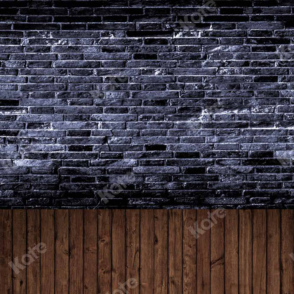 Kate Black Brick Wall Backdrop Plank Stitching Designed by Chain Photography