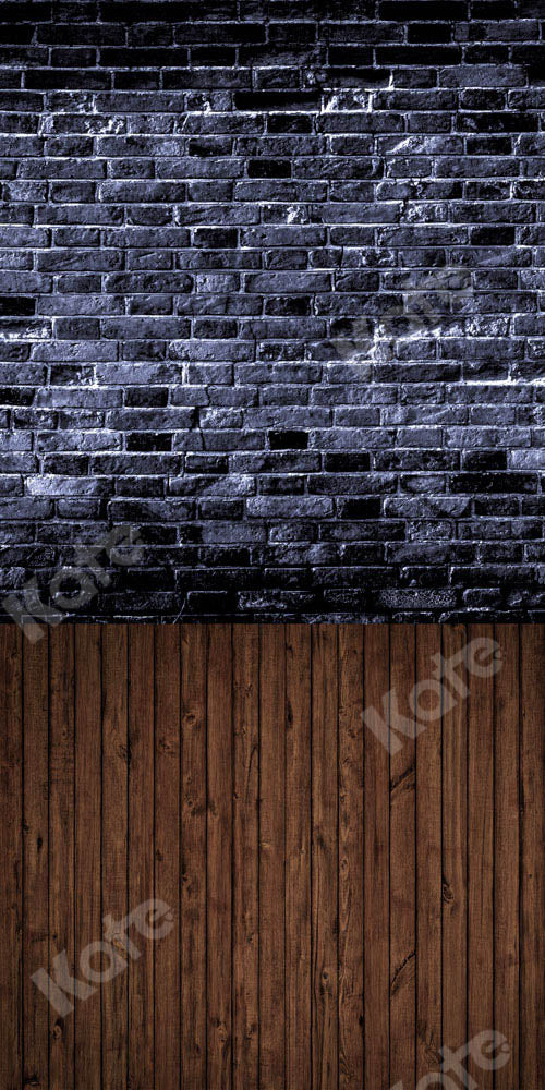 Kate Sweep Black Brick Wall Backdrop Plank Stitching Designed by Chain Photography
