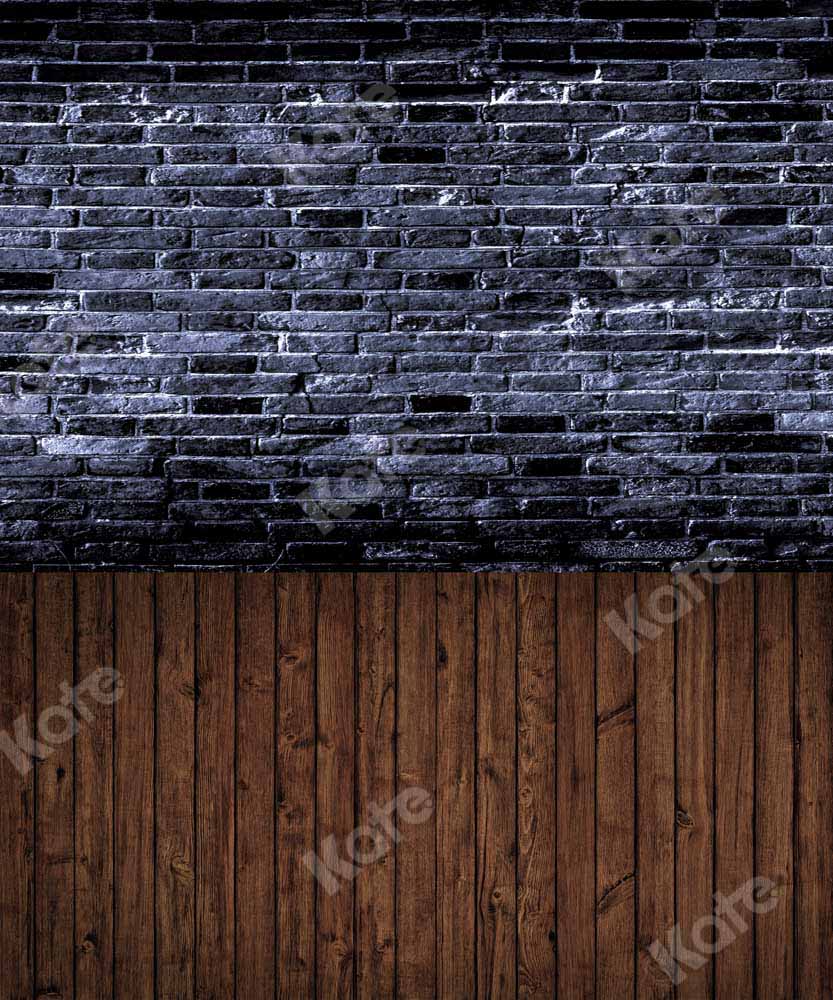 Kate Black Brick Wall Backdrop Plank Stitching Designed by Chain Photography