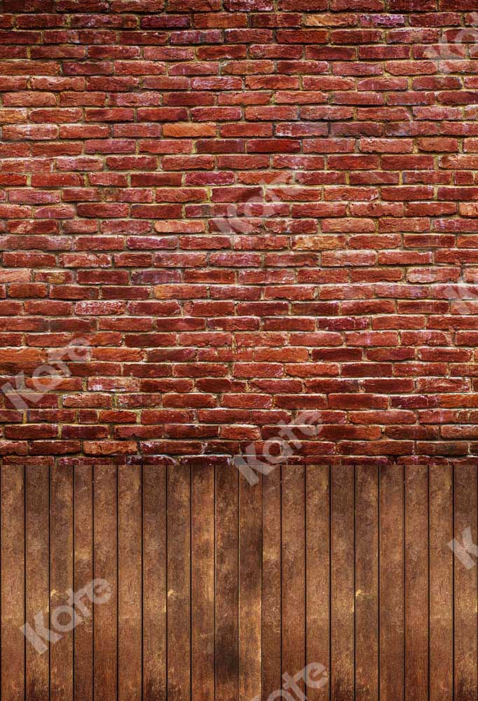 Kate Red Brick Wall Backdrop Plank Stitching Designed by Chain Photography