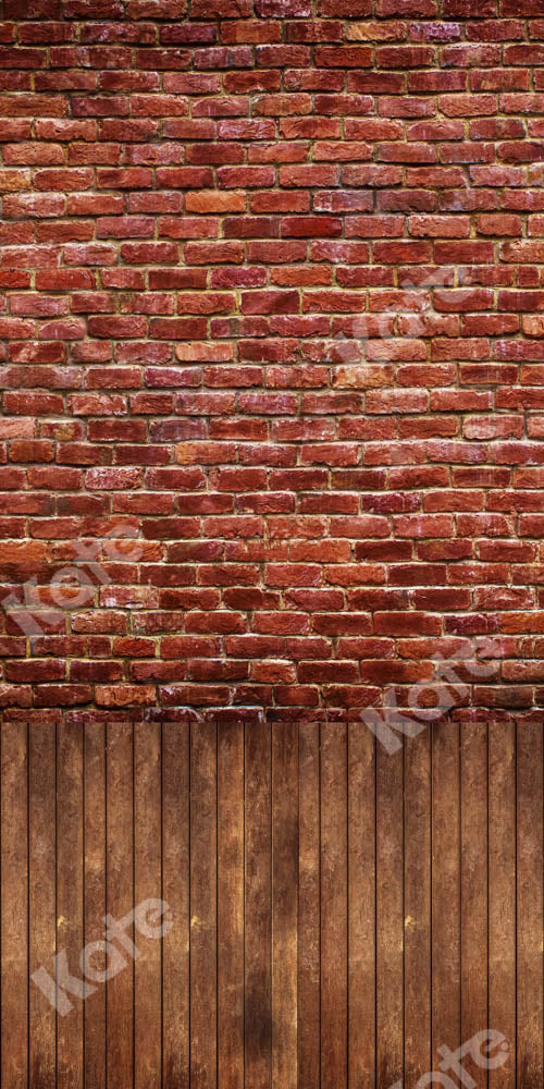 Kate Sweep Red Brick Wall Backdrop Plank Stitching Designed by Chain Photography
