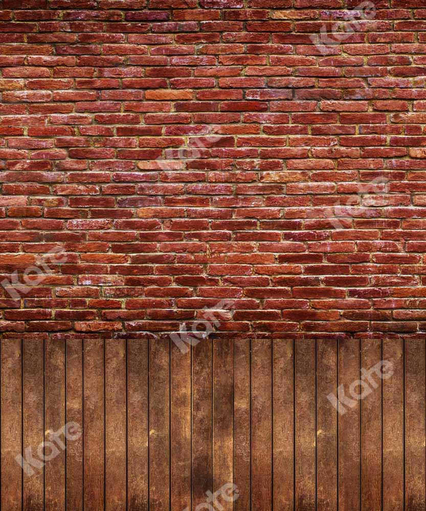 Kate Red Brick Wall Backdrop Plank Stitching Designed by Chain Photography