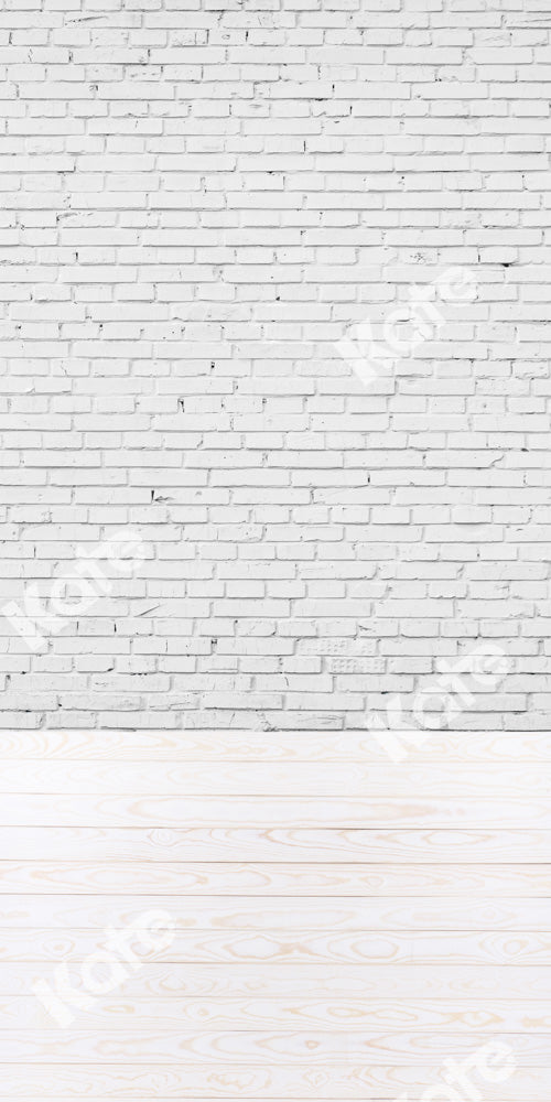 Kate Sweep White Brick Wall Backdrop Wood Grain Stitching Designed by Chain Photography - Kate Backdrop AU