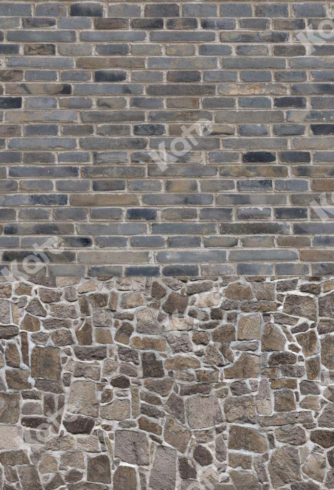 Kate Grey Brick Wall Backdrop Stone Frame Texture Splicing Designed by Chain Photography