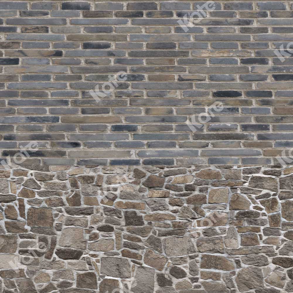 Kate Grey Brick Wall Backdrop Stone Frame Texture Splicing Designed by Chain Photography