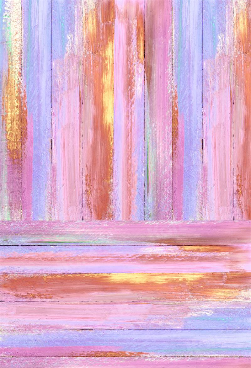Kate Watercolour Texture Backdrop Stitching Pink Purple Wooden Board for Photography - Kate Backdrop AU