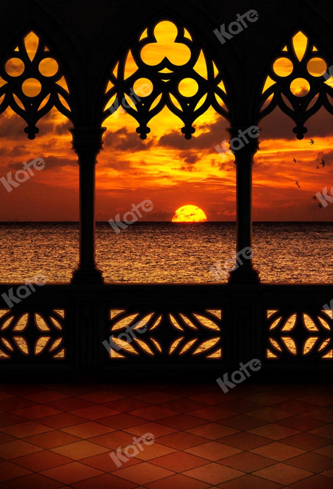 Kate Sunset Balcony Backdrop Sea Autumn Designed by Chain Photography