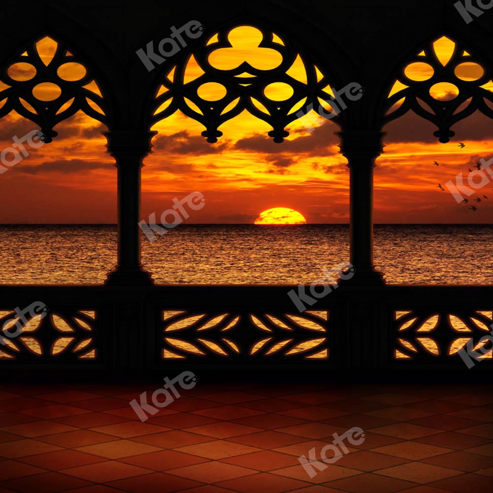 Kate Sunset Balcony Backdrop Sea Autumn Designed by Chain Photography