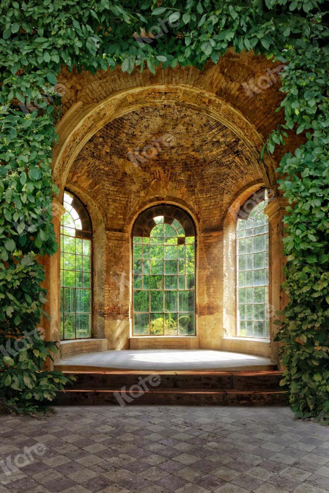 Kate Summer Window Backdrop Architecture Green Plants Designed by Chain Photography