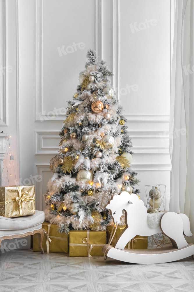 Kate Winter Backdrop Christmas Tree Retro Wall Trojan Horse Designed by Chain Photography