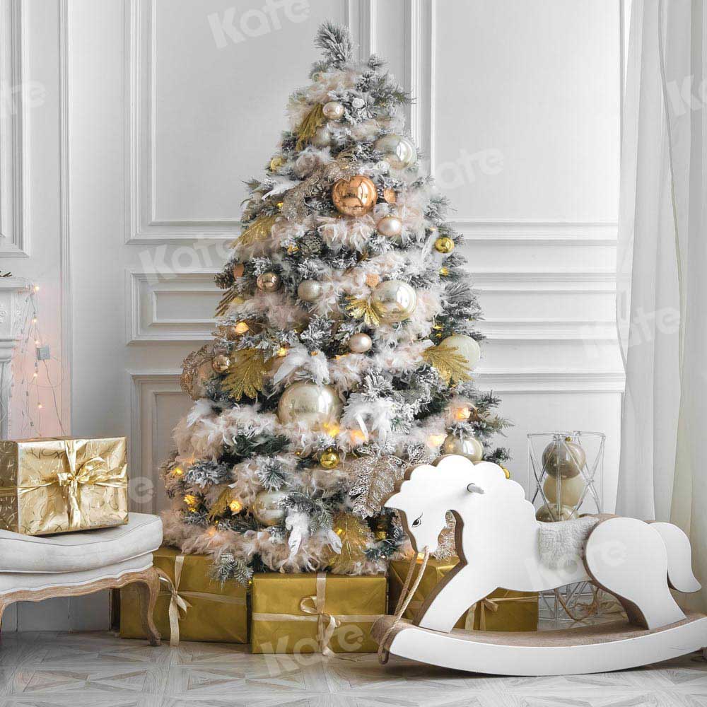 Kate Winter Backdrop Christmas Tree Retro Wall Trojan Horse Designed by Chain Photography - Kate Backdrop AU
