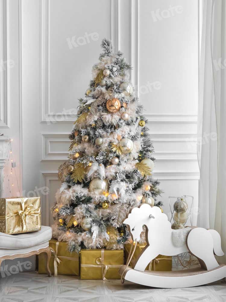 Kate Winter Backdrop Christmas Tree Retro Wall Trojan Horse Designed by Chain Photography