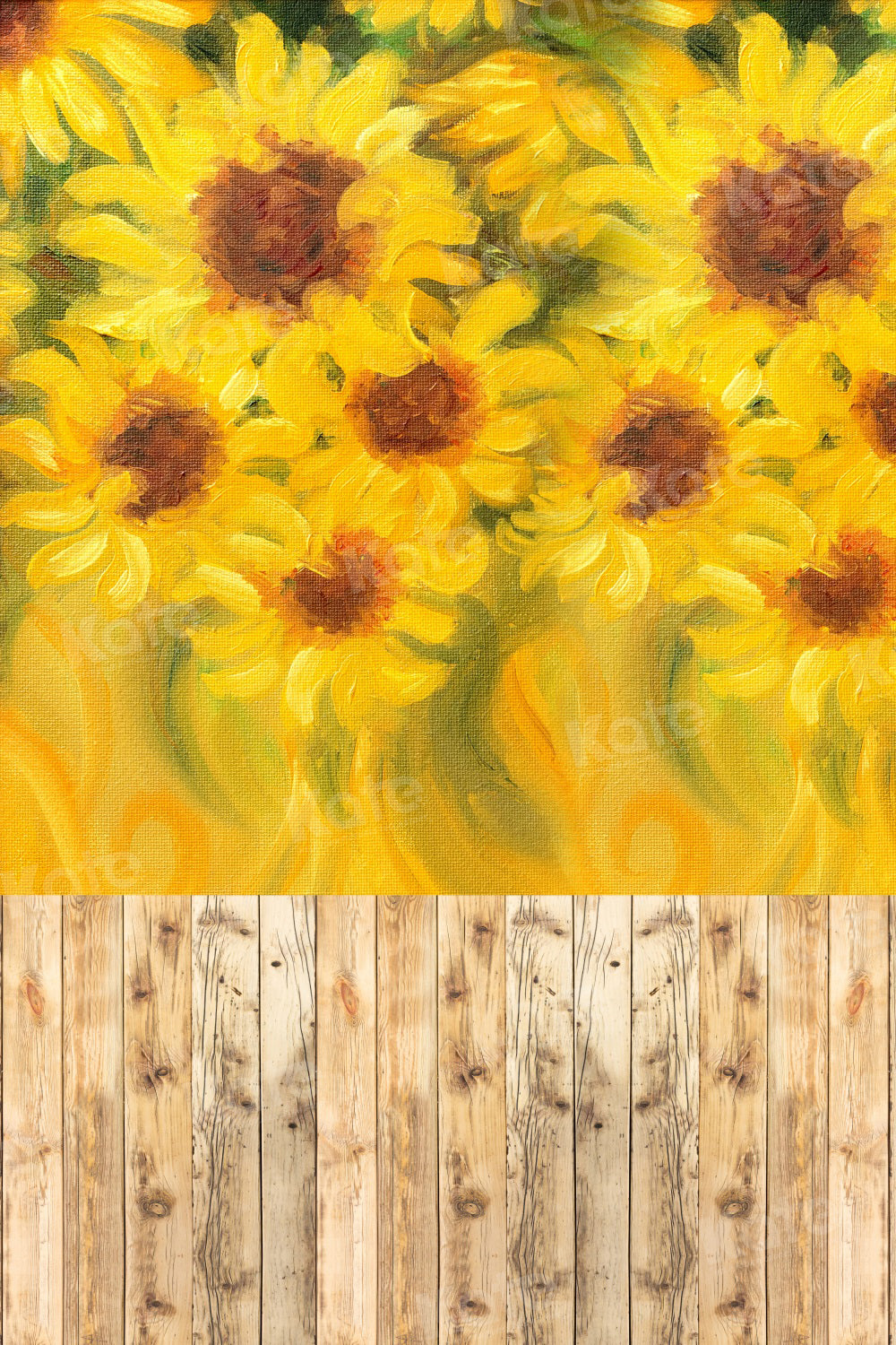 Kate Autumn Sunflower Wood Floor Backdrop for Photography
