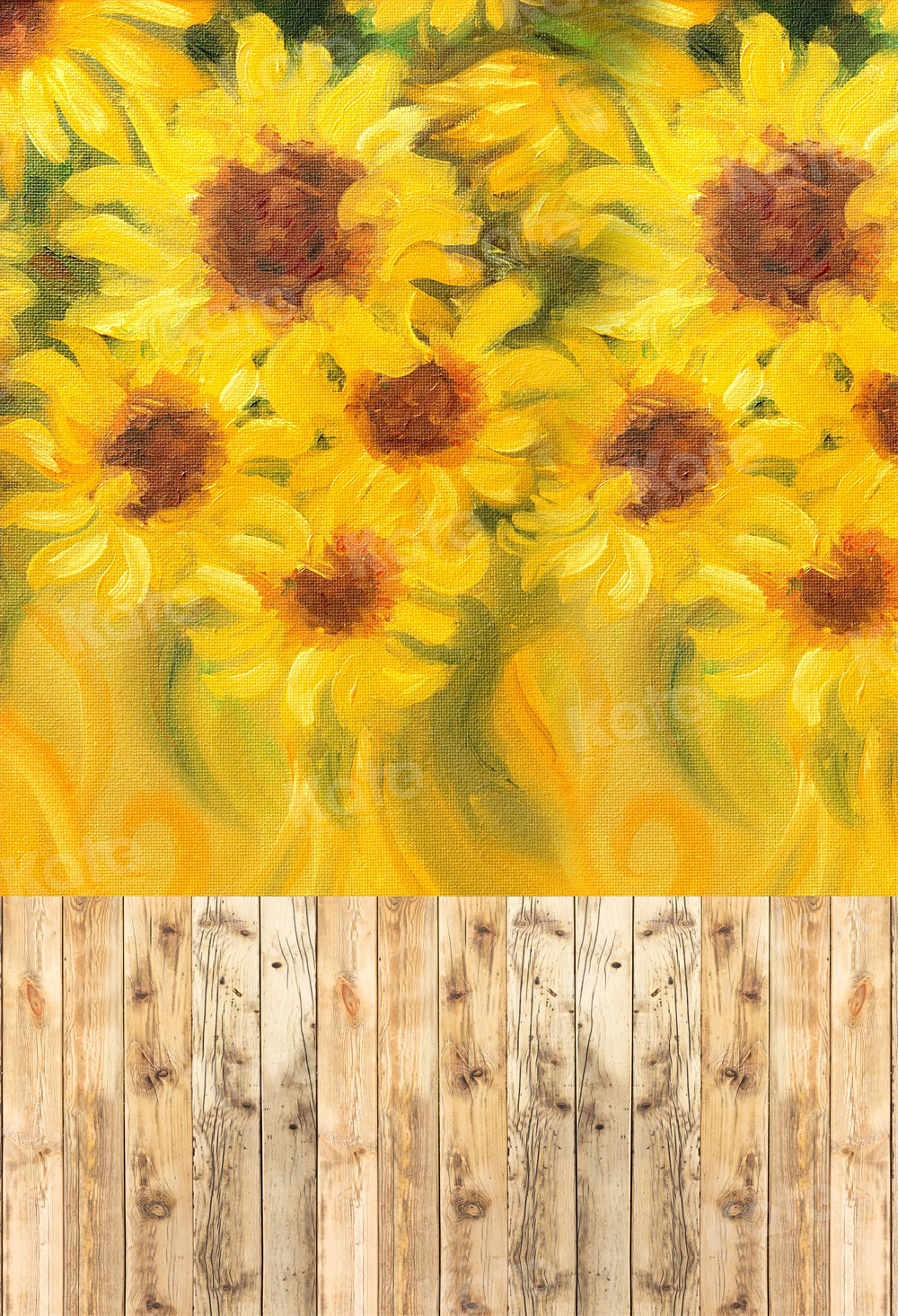 Kate Autumn Sunflower Wood Floor Backdrop for Photography