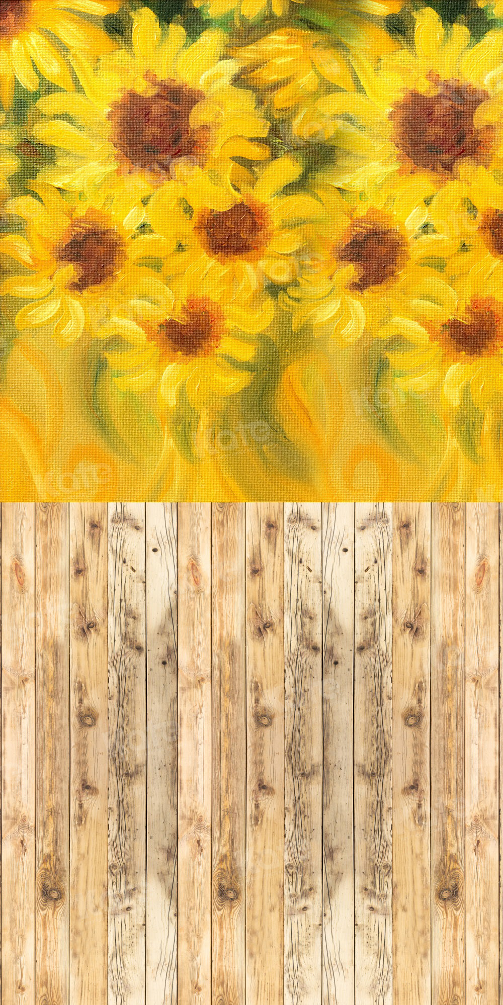 Kate Autumn Sunflower Wood Floor Backdrop for Photography