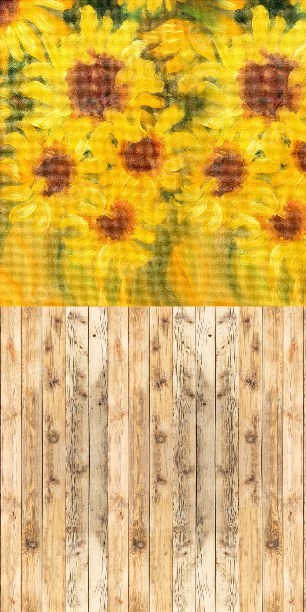 Kate Autumn Sunflower Wood Floor Backdrop for Photography