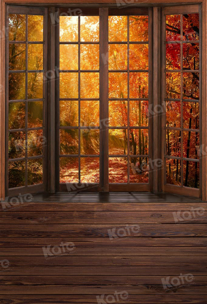 Kate Autumn French Windows Backdrop Wood Designed by Chain Photography