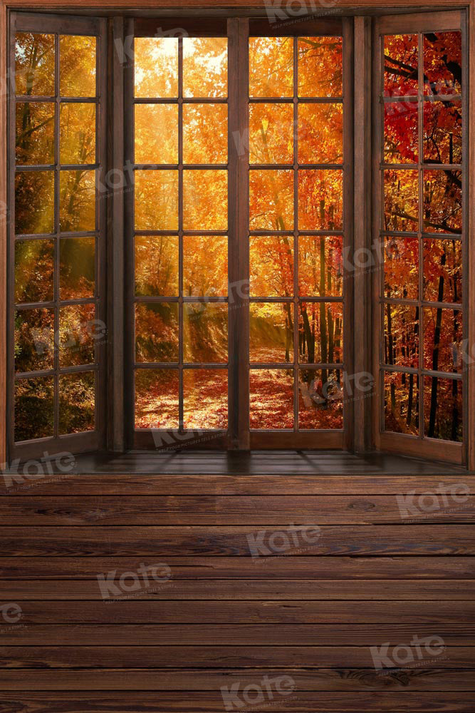 Kate Autumn French Windows Backdrop Wood Designed by Chain Photography - Kate Backdrop AU
