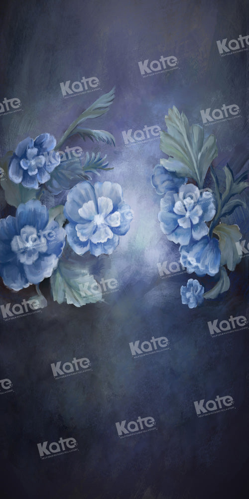 Kate Blue Flowers Hand Painted Backdrop Fine Art Designed by GQ - Kate Backdrop AU