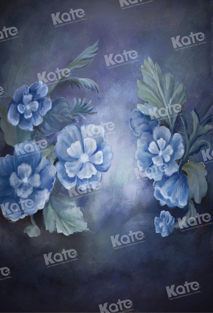 Kate Blue Flowers Hand Painted Backdrop Fine Art Designed by GQ - Kate Backdrop AU