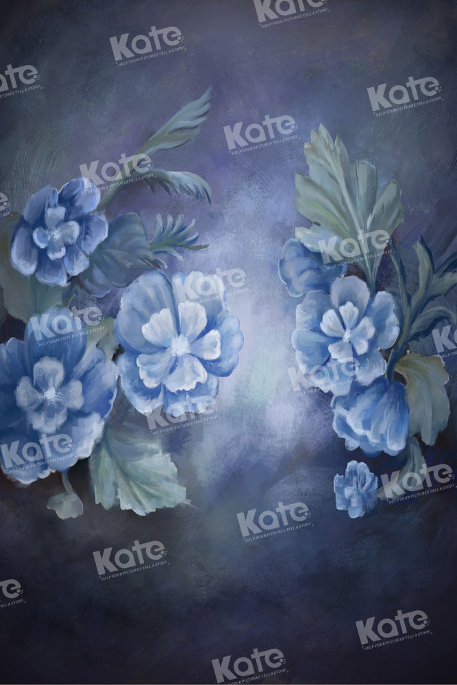 Kate Blue Flowers Hand Painted Backdrop Fine Art Designed by GQ - Kate Backdrop AU
