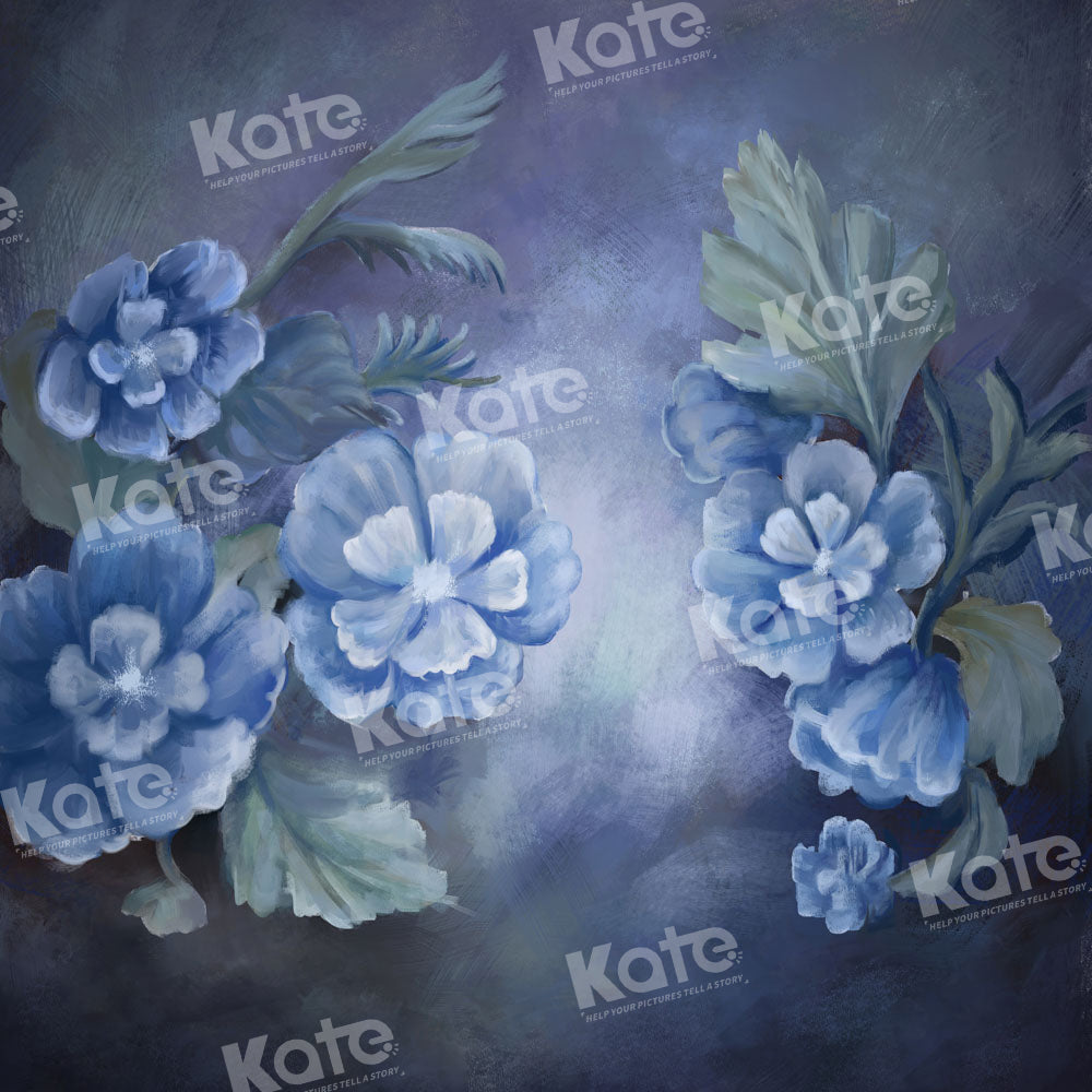 Kate Blue Flowers Hand Painted Backdrop Fine Art Designed by GQ - Kate Backdrop AU
