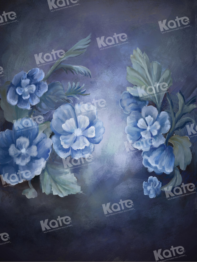 Kate Blue Flowers Hand Painted Backdrop Fine Art Designed by GQ - Kate Backdrop AU