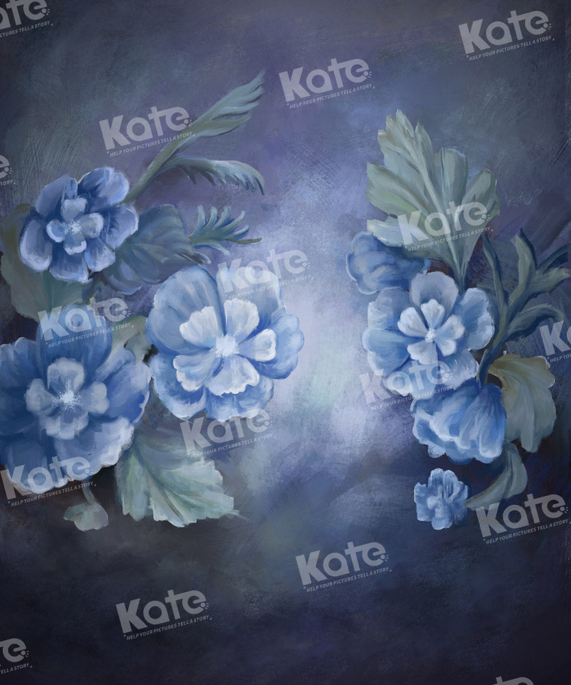 Kate Blue Flowers Hand Painted Backdrop Fine Art Designed by GQ - Kate Backdrop AU