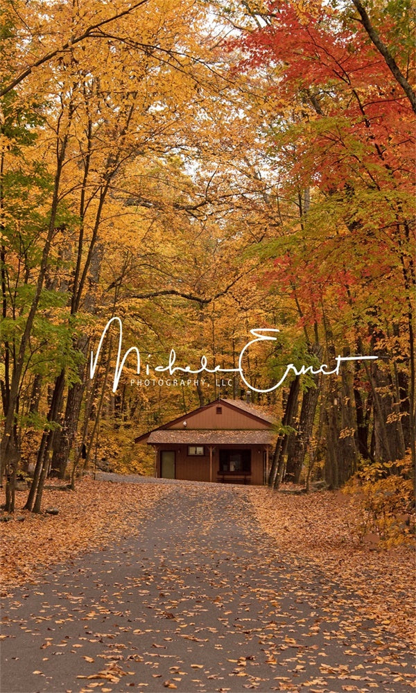 Kate Cabin in the Woods Backdrop Autumn Designed By Michele Ernst Photography - Kate Backdrop AU