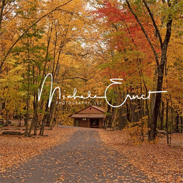 Kate Cabin in the Woods Backdrop Autumn Designed By Michele Ernst Photography