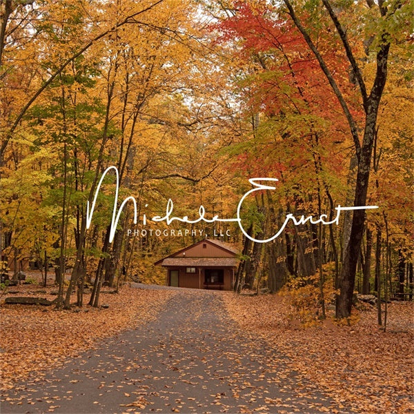 Kate Cabin in the Woods Backdrop Autumn Designed By Michele Ernst Photography - Kate Backdrop AU