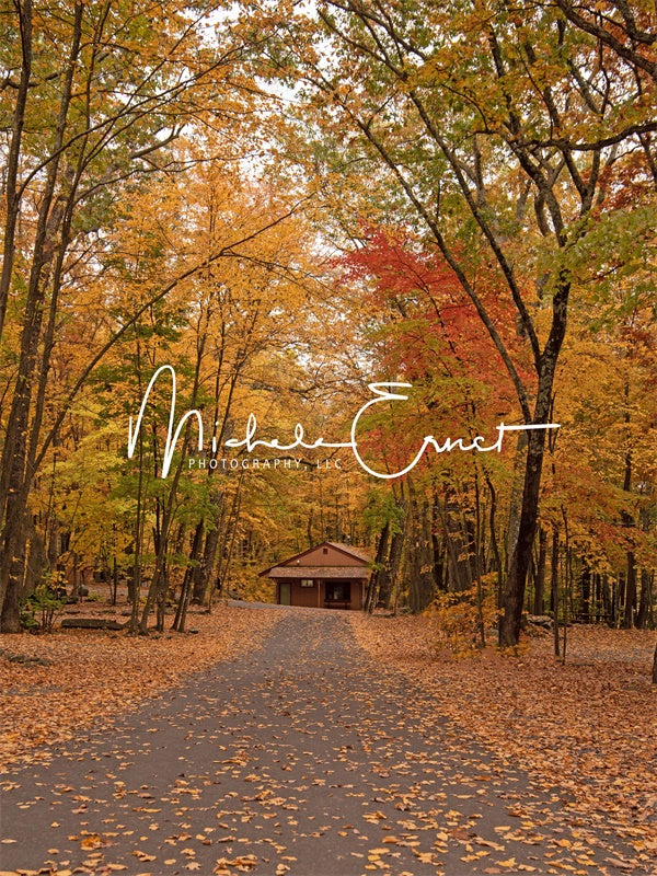 Kate Cabin in the Woods Backdrop Autumn Designed By Michele Ernst Photography - Kate Backdrop AU