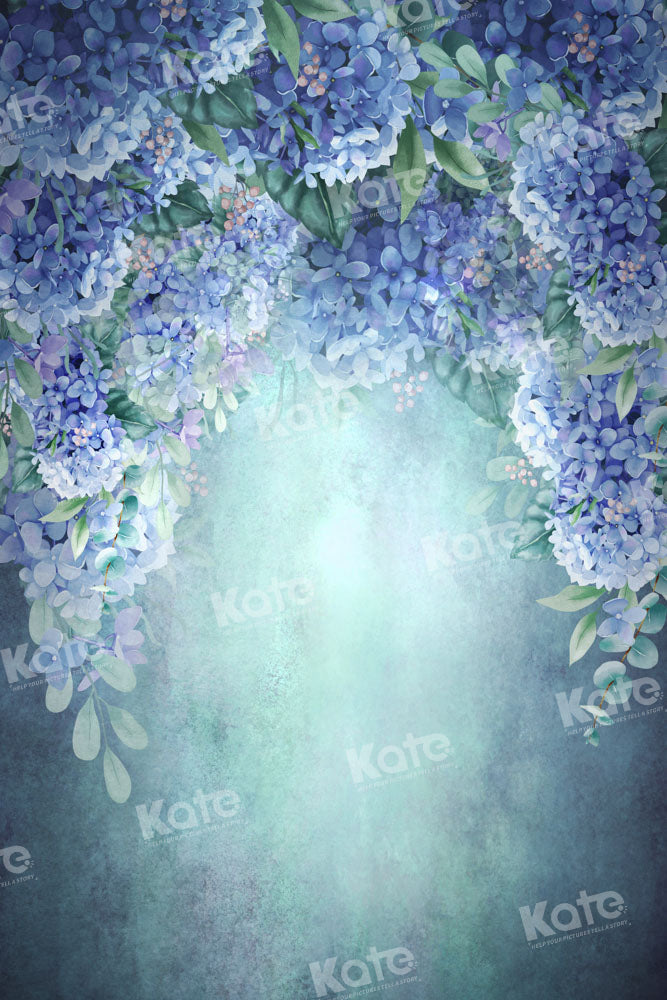 Kate Blue Backdrop Blooming Flowers Hand Painted Designed by GQ - Kate Backdrop AU